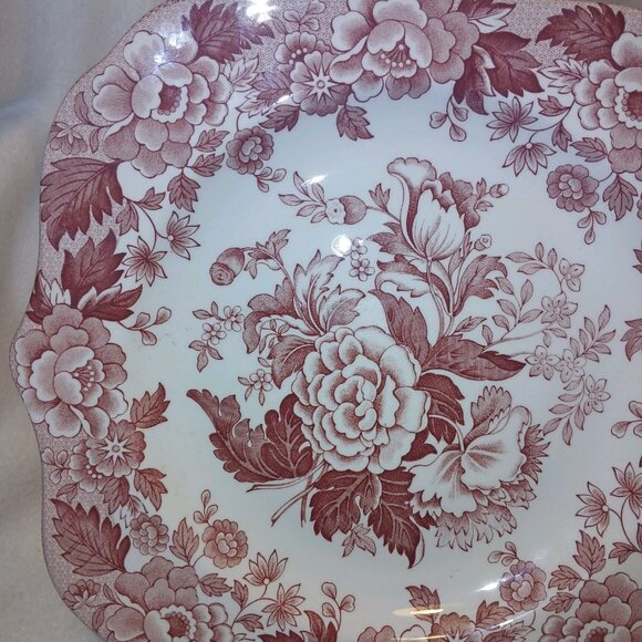 Spode Archive Collection British Flowers Poppy Dessert Buffet Plate Cranberry - Picture 11 of 14